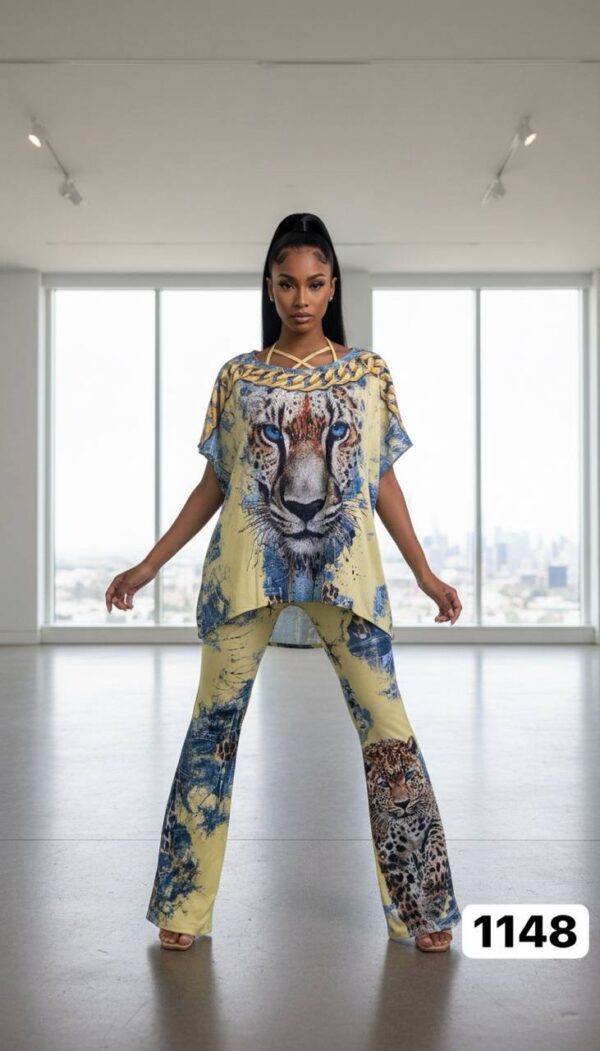 Leopard Print Two-Piece Co-ord Set with Chain Detail