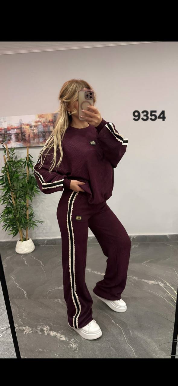 Women's Ribbed Knit Two-Piece Lounge Set