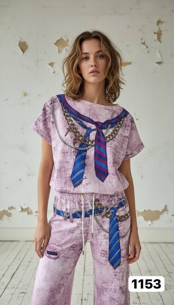 Women's Acid Wash Graphic Print Two-Piece Set