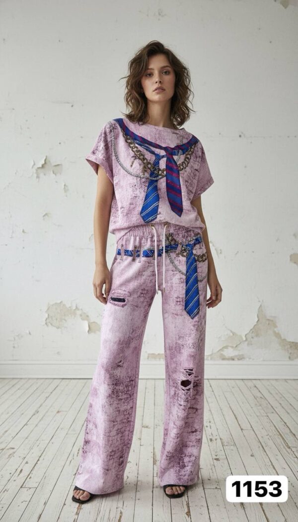 Women's Acid Wash Graphic Print Two-Piece Set