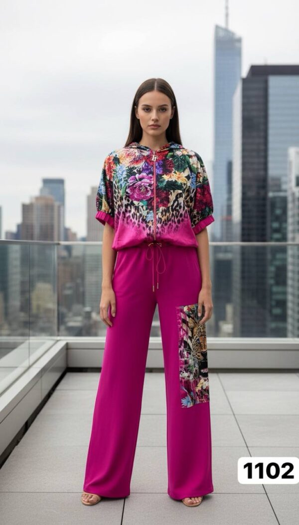 Vibrant Floral Leopard Print Two-Piece Coordinates