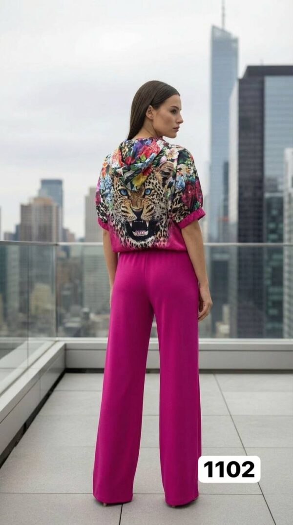 Vibrant Floral Leopard Print Two-Piece Coordinates