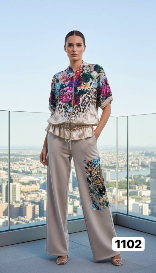 Vibrant Floral Leopard Print Two-Piece Coordinates