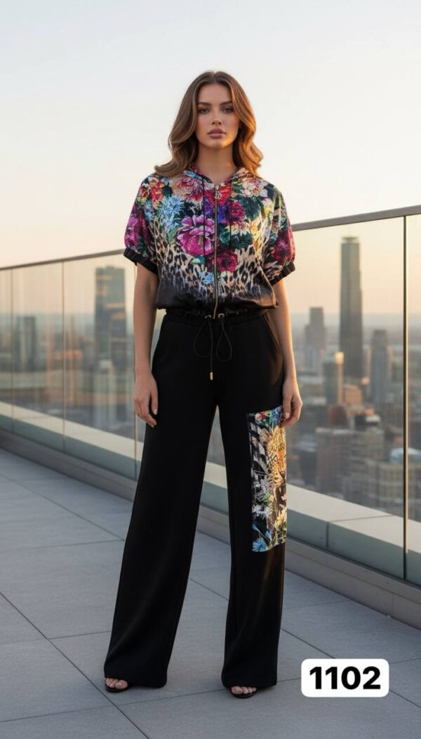 Vibrant Floral Leopard Print Two-Piece Coordinates