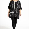 Elegant Black Abstract Print Tunic Blouse