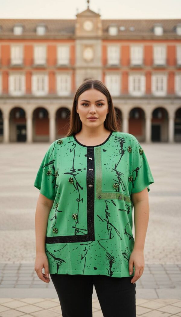 Elegant Black Abstract Print Tunic Blouse