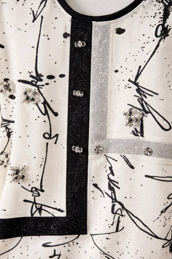 Elegant Black Abstract Print Tunic Blouse