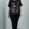 Floral Graphic Blouse with Contrast Side Panels