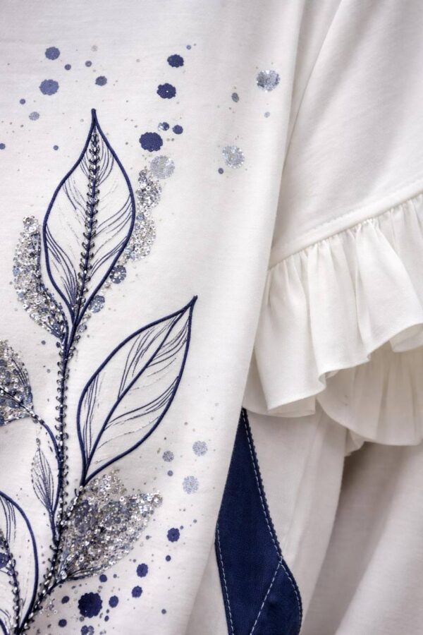 Floral Graphic Blouse with Contrast Side Panels