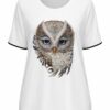 Women's Green Owl Embellished Short Sleeve Blouse