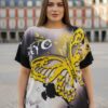 Elegant Butterfly Print Oversized Casual Blouse