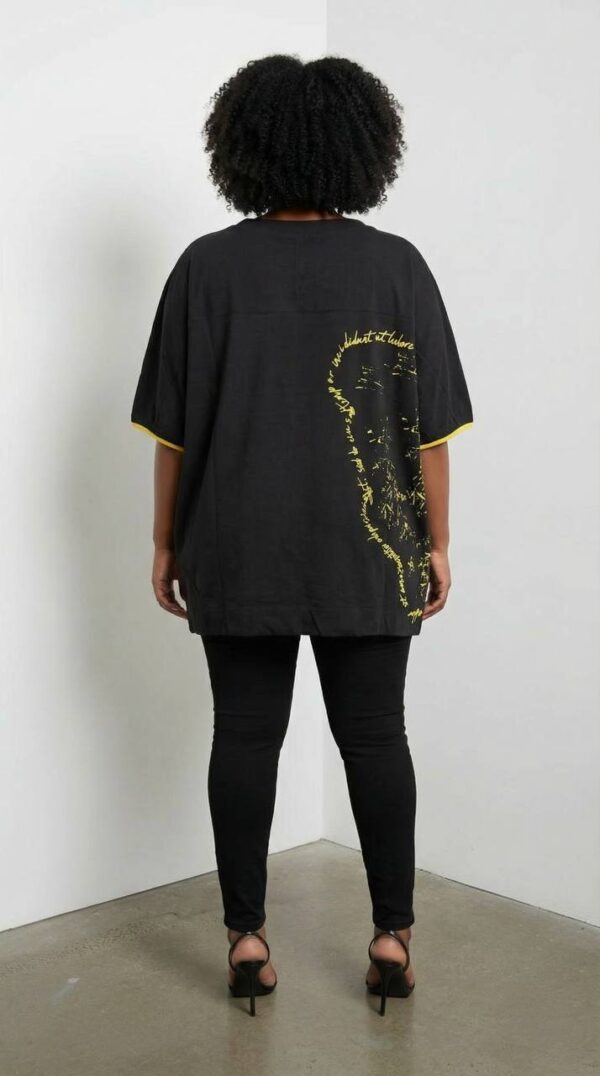 Oversized Graphic Print Blouse with Sequin Accents