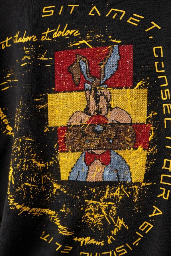 Oversized Graphic Print Blouse with Sequin Accents