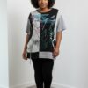 Dragonfly Graphic Patchwork Knit Tunic Blouse