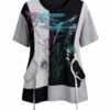 Dragonfly Graphic Patchwork Knit Tunic Blouse