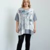 Dragonfly Graphic Patchwork Knit Tunic Blouse
