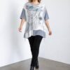 Dragonfly Graphic Patchwork Knit Tunic Blouse