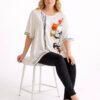 Women's Artistic Print Oversized Short Sleeve Blouse