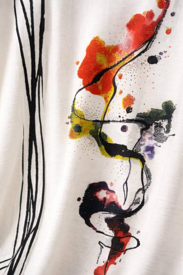 Women's Artistic Print Oversized Short Sleeve Blouse