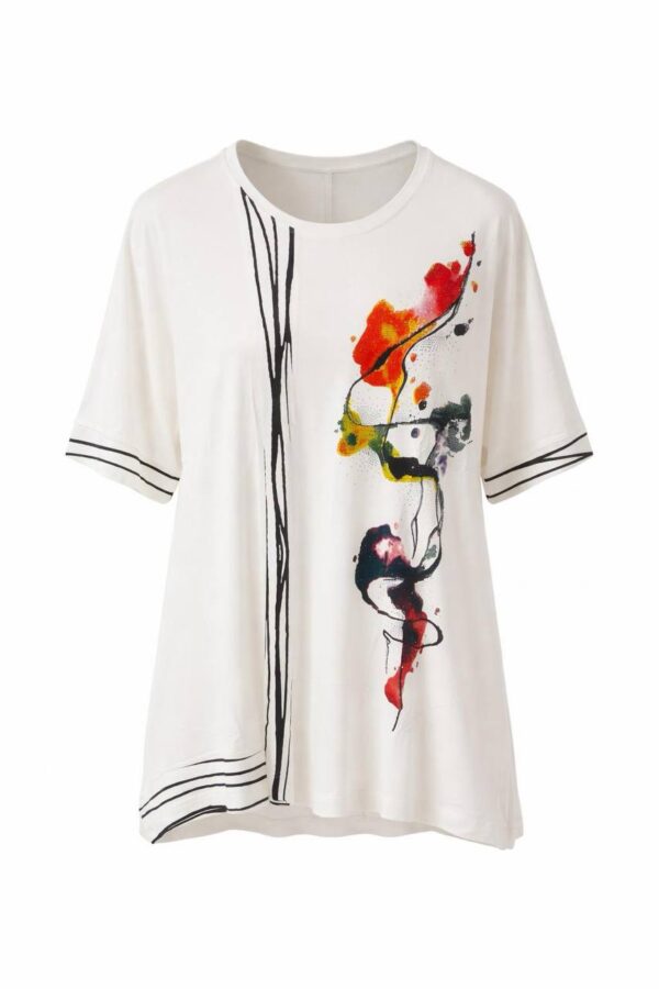 Women's Artistic Print Oversized Short Sleeve Blouse