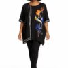 Women's Artistic Print Oversized Short Sleeve Blouse