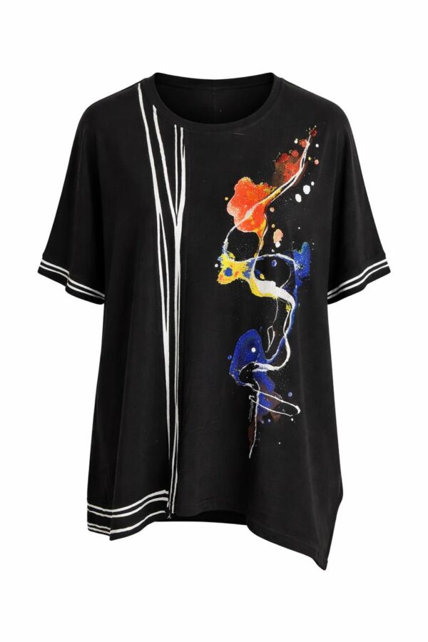 Women's Artistic Print Oversized Short Sleeve Blouse