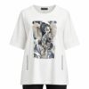 Elegant Elephant Print Oversized White Blouse