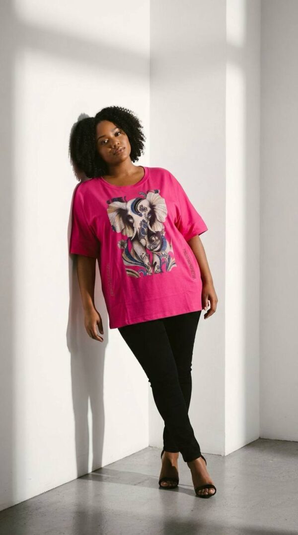 Elegant Elephant Print Oversized White Blouse