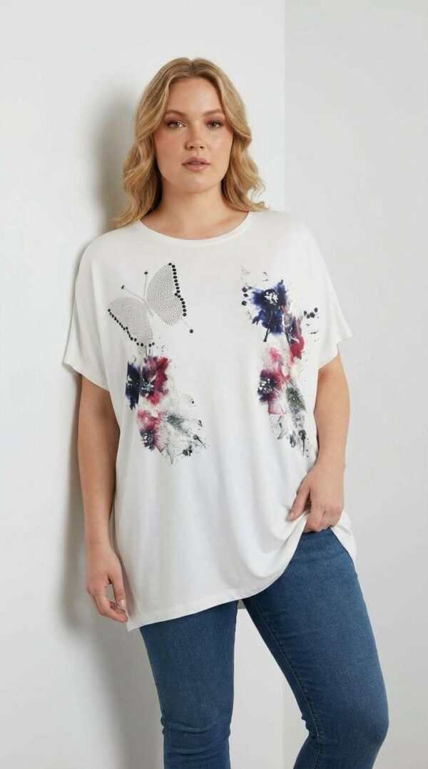 Women's Floral Butterfly Print Oversized Blouse