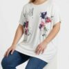 Women's Floral Butterfly Print Oversized Blouse