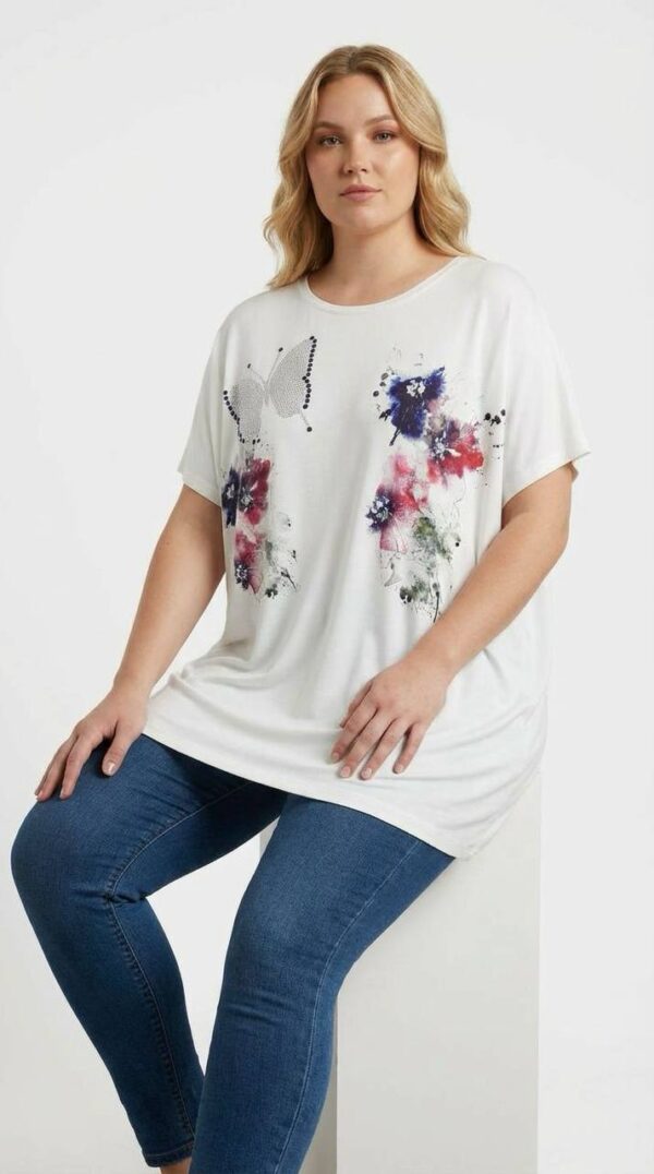 Women's Floral Butterfly Print Oversized Blouse