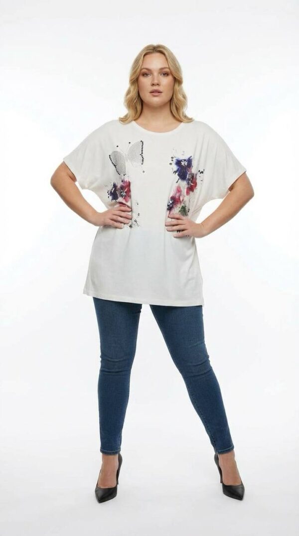 Women's Floral Butterfly Print Oversized Blouse