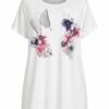 Women's Floral Butterfly Print Oversized Blouse