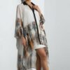 Elegant Two-Piece Graphic Print Kimono Dress Set