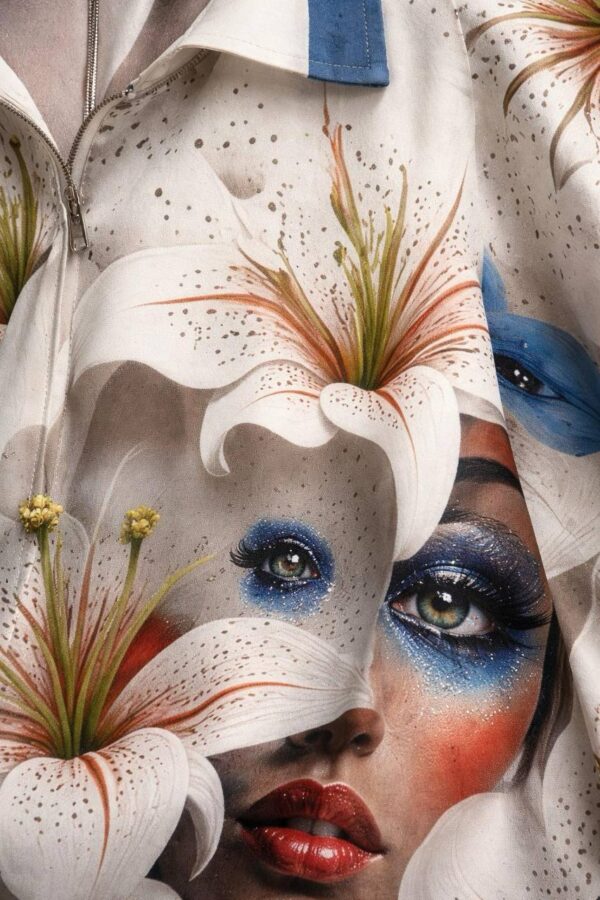 Artistic Floral Print High-Low Oversized Midi Dress