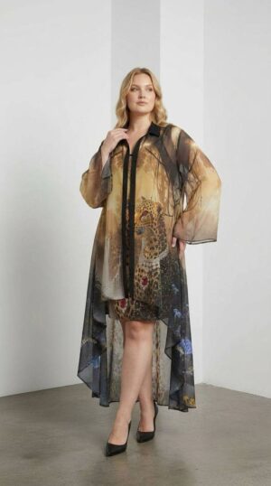 Leopard Print Dress and Kimono Two-Piece Set