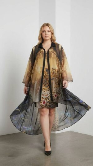 Leopard Print Dress and Kimono Two-Piece Set