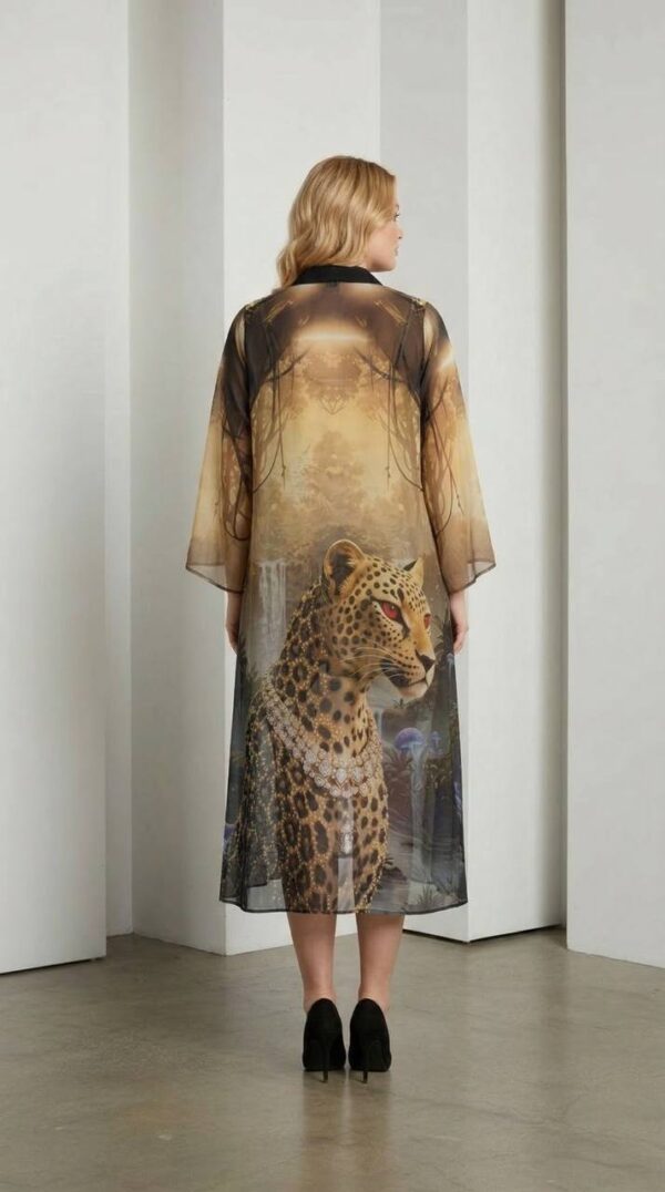 Leopard Print Dress and Kimono Two-Piece Set