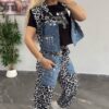 Chic Leopard and Denim Three-Piece Fashion Set