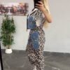 Chic Leopard and Denim Three-Piece Fashion Set