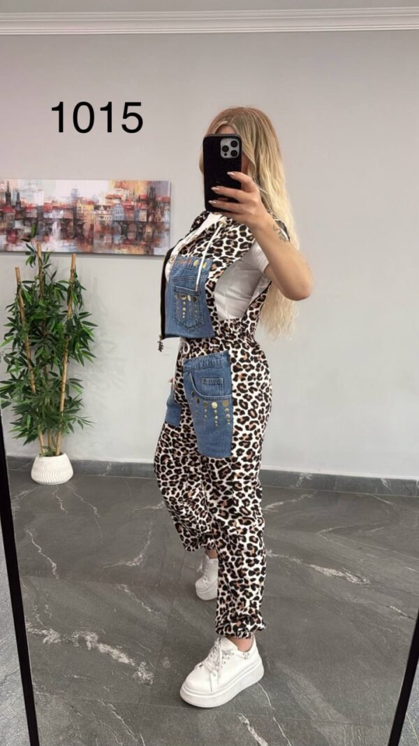 Chic Leopard and Denim Three-Piece Fashion Set