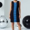 Sleeveless Mini Dress with Contrast Eyelet Detail