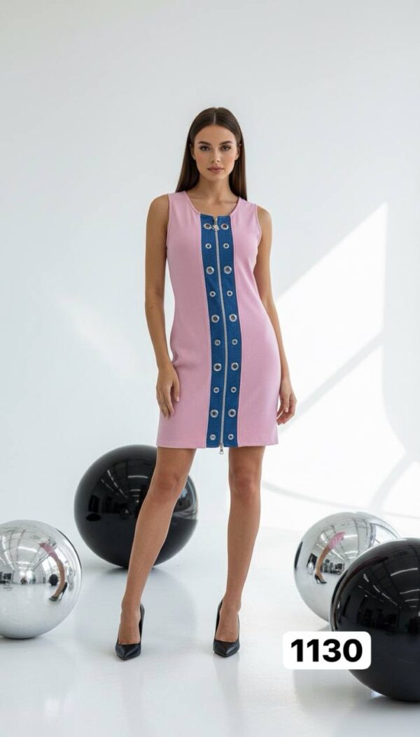 Sleeveless Mini Dress with Contrast Eyelet Detail