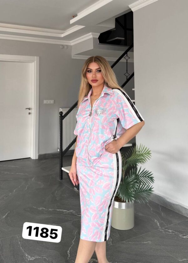 Floral Print Zip-Up Two-Piece Set