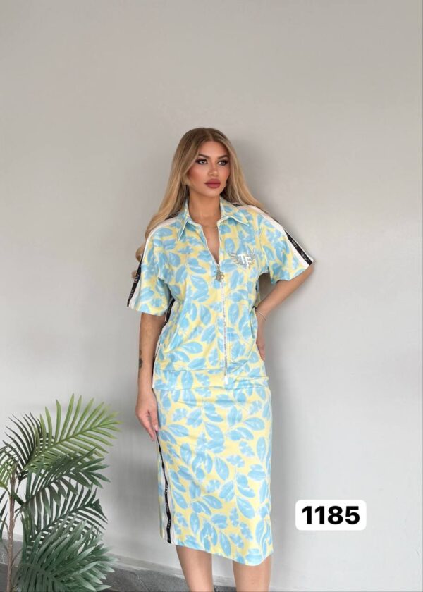 Floral Print Zip-Up Two-Piece Set