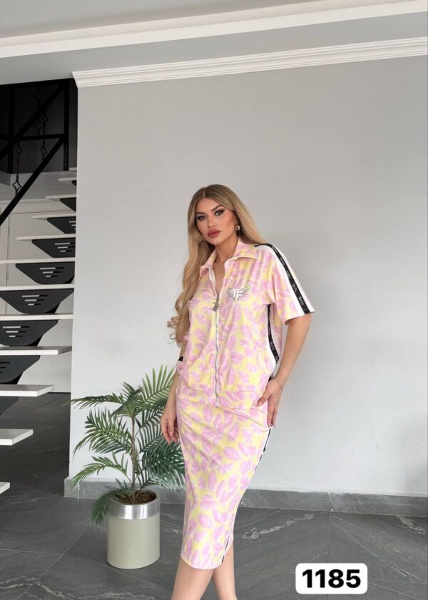 Floral Print Zip-Up Two-Piece Set