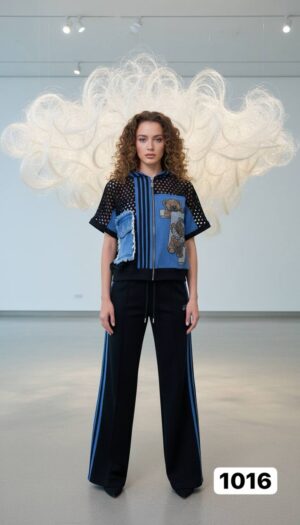 Women's Designer Bear Patchwork Two-Piece Tracksuit Set