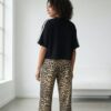 Women's Leopard Graphic Top and Print Pants Set