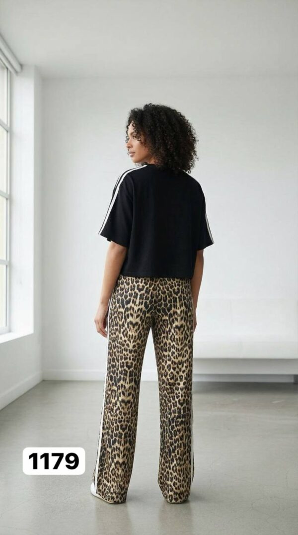 Women's Leopard Graphic Top and Print Pants Set