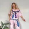 Women's Acid Wash Graphic Print Two-Piece Set
